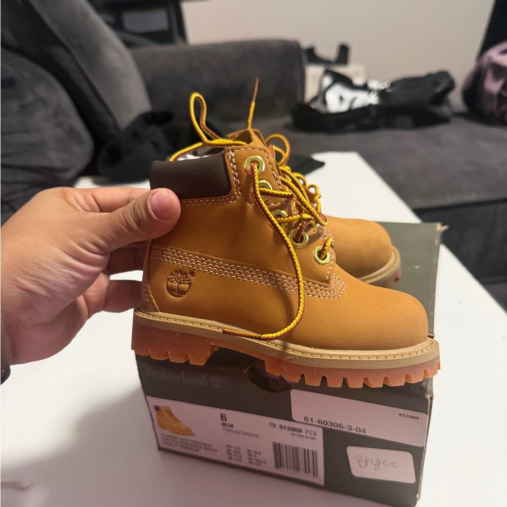Timberland Kids Brown Boots with Yellow Laces